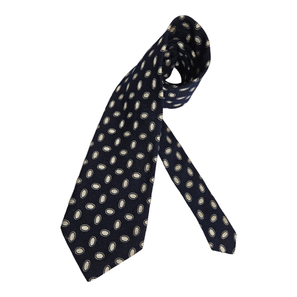 MOSCHINO Blue Geometric Wool Blend LUXURY Tie ITALY
